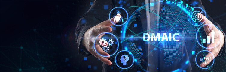 DMAIC, Six Sigma. Define, Measure, Analyse, Improve, Control. Standard quality control and lean manufacturing concept.