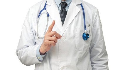 指を立てて、注意点を説明している医師