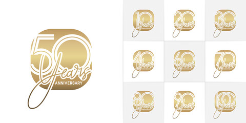 set of anniversary premium collection golden color can be use for celebration event