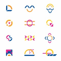 Modern abstract geometry icons for business identity