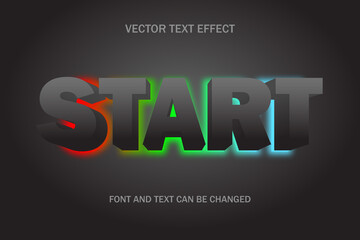 start red green blue neon light style rgb typography 3d editable text effect text style template design
