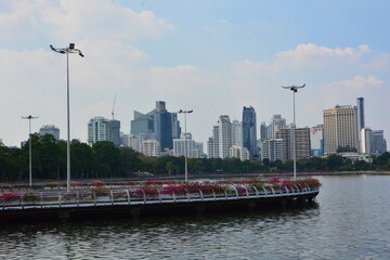 Park, architecture and cityscape in Thailand 