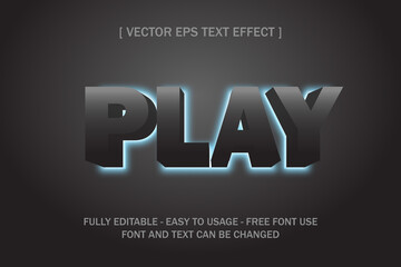 play neon style blue light technology typography 3d editable text effect font style template design 