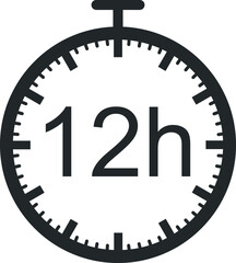 12 hour timer icon, timer symbol vector