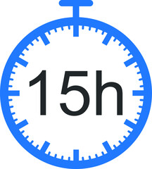 15 hour timer icon, time symbol vector