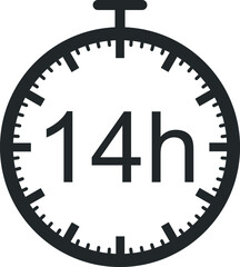 14 hour timer icon, watch icon vector
