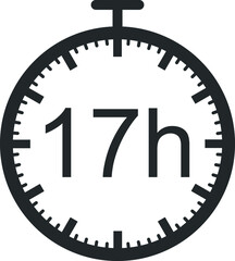 17 hour timer icon, timer symbol vector