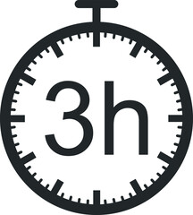 3 hour timer icon, watch icon vector