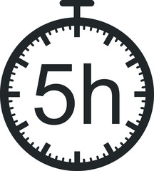 5 hour timer icon, watch icon vector