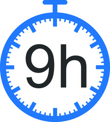 9 hour timer icon, clock icon vector