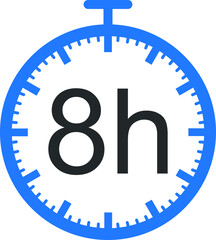 8 hour timer icon, time symbol vector