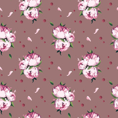 Seamless pattern with peonies. Perfect for product design, wallpaper, scrapbooking, textile, wrapping paper.