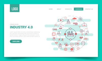 industry 4.0 concept with circle icon for website template or landing page homepage