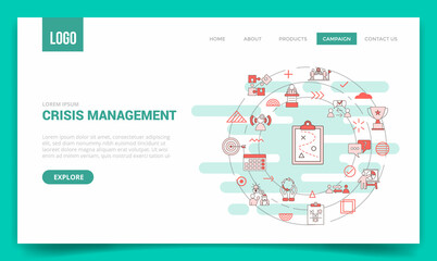 crisis management concept with circle icon for website template or landing page homepage