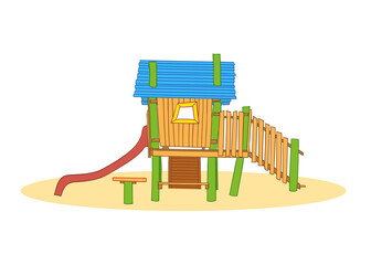 Colorful vector illustration of a children's playground