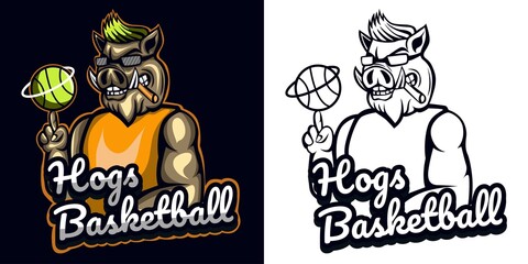 hog basketball mascot esport logo