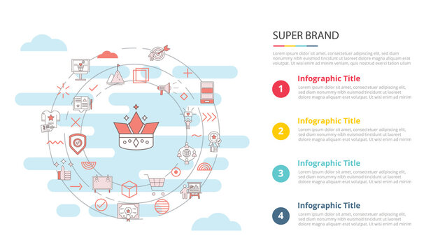 super brand concept for infographic template banner with four point list information