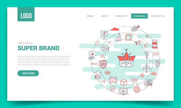 super brand concept with circle icon for website template or landing page homepage