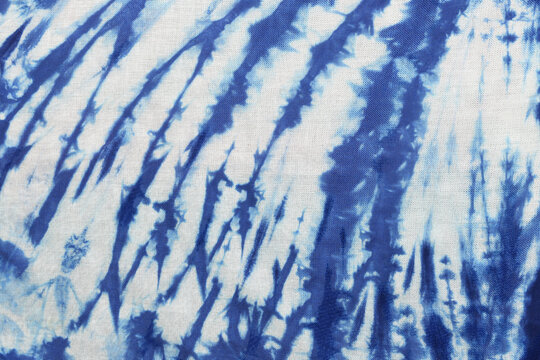 Blue tie dye fabric texture background.