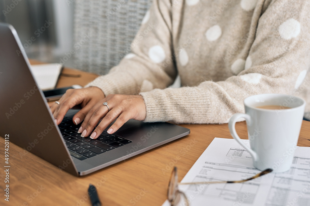 Poster youll always find a more convenient way online. cropped shot of a woman using her laptop while worki