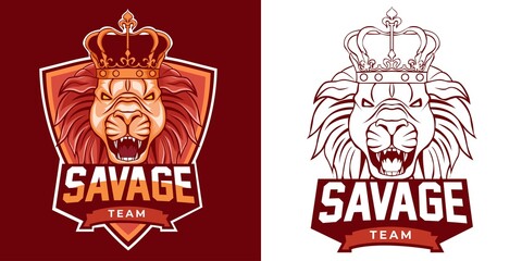 Obraz premium savage lion esport logo mascot design