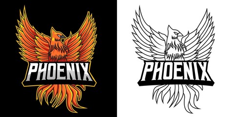 phoenix mascot esport logo design © Dominico