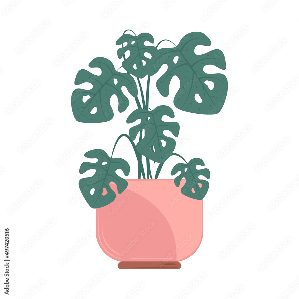 Sticker tropical plant in pot