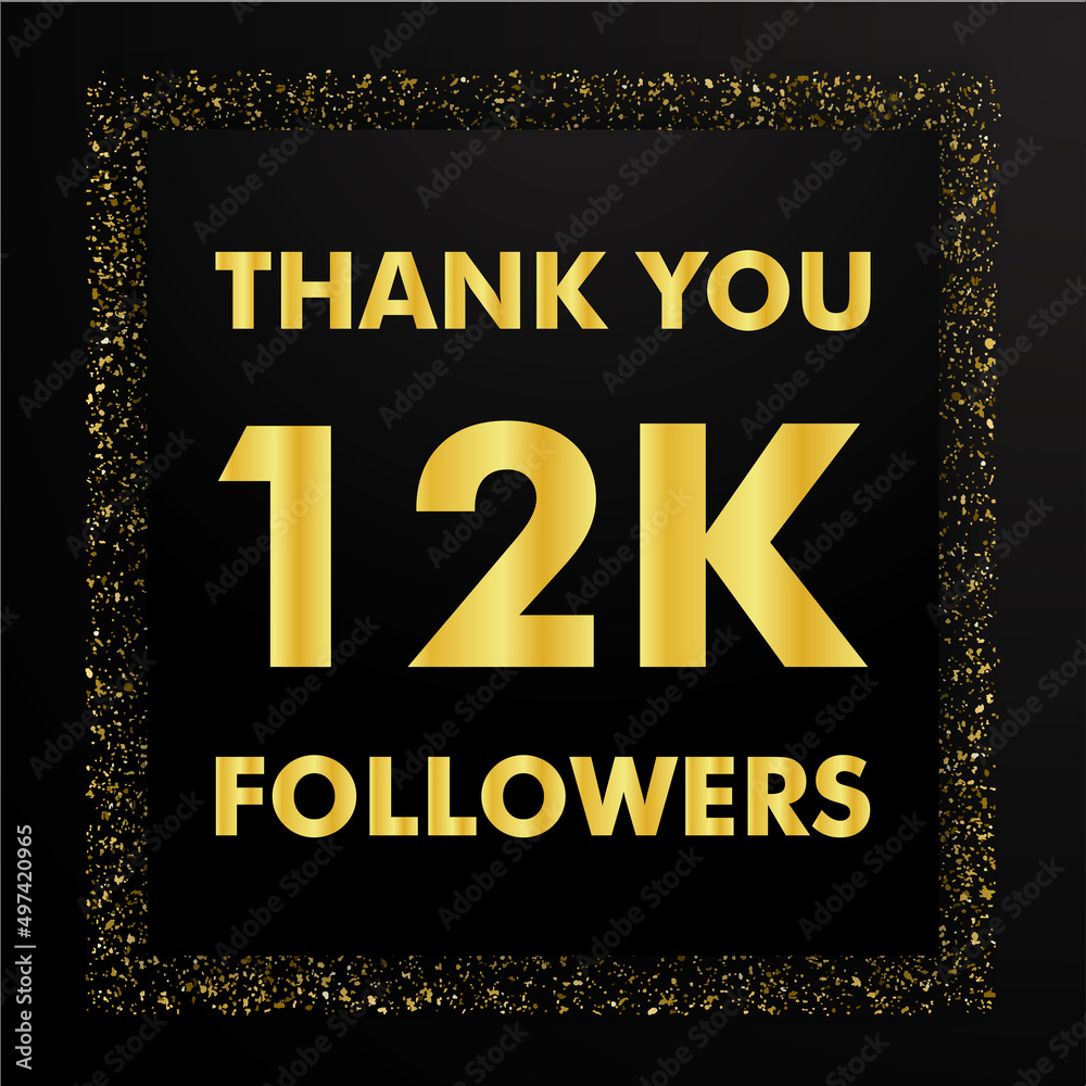 Wall mural Thank you followers people, 12k online social groups, number of subscribers in social networks, the anniversary vector illustration set. My followers logo, followers achievement symbol design. - Wall murals