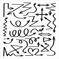 Doodle arrow clipart isolated. Hand drawn art line. Sketch vector stock illustration. EPS 10