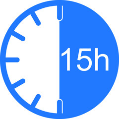 15 hour timer icon, clock icon vector