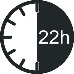 22 hour timer icon, clock icon vector