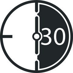 30 minute timer icon, timing icon vector