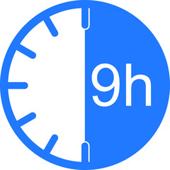 9 hour timer icon, watch icon vector