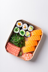 Vegan Sushi, Sashimi and Maki Rolls with Plant based seafood