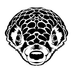 Pangolin face vector iilustration in hand drawn style, perfect for tshirt and mascot design 