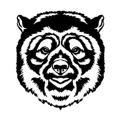 Spectacled bear  face vector illustration in hand drawn style, perfect for tshirt design and mascot logo