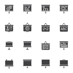 Projector screen vector icons set