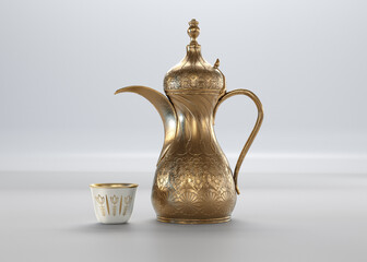 The Dallah ( Arabic coffee pot ) on white background - Powered by Adobe