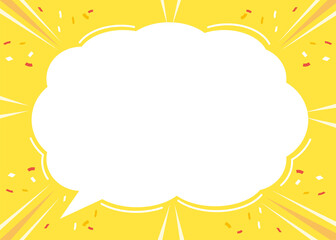 グラフィック素材　大きな吹き出しコメントバルーンと集中線放射線の背景イラスト　バナー素材