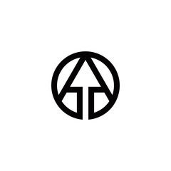 Initial letter A Arrow with circle