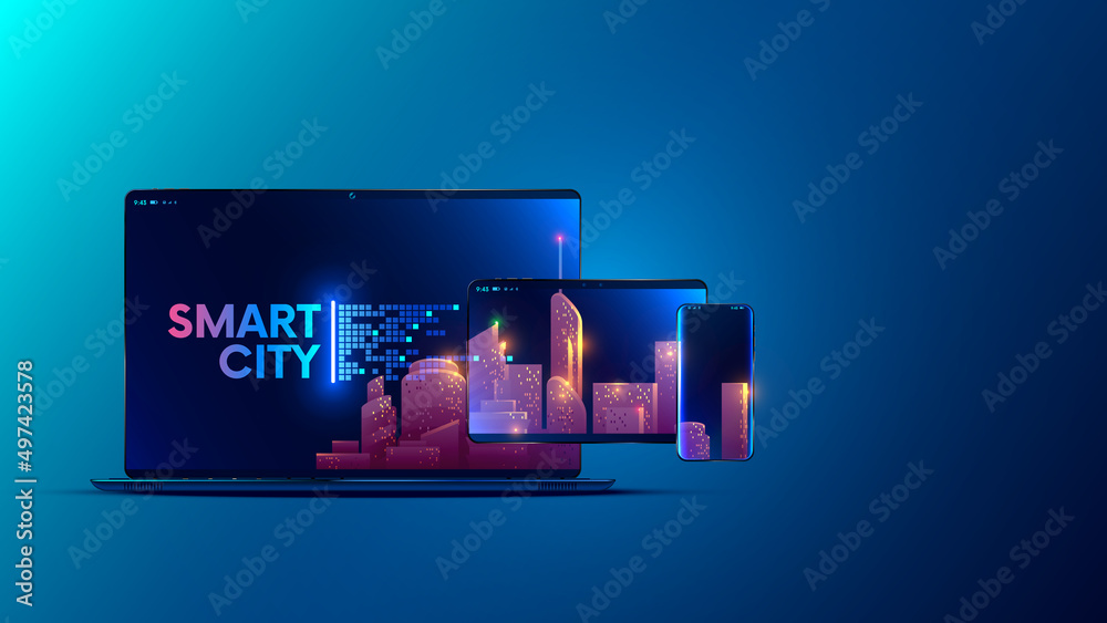 Aufkleber smart city. cloud computing technology concept. iot digital 5g internet communication in smart city.