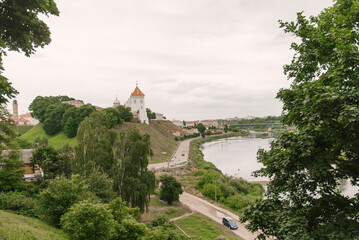 Fototapeta premium View of the city from a high point, July 2021, Grodno Belarus