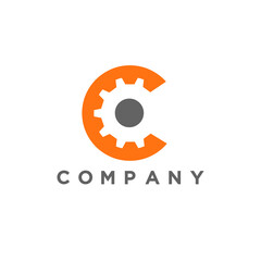 Letter C mechanical logo illustration design