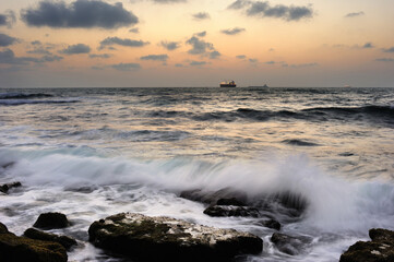 Fototapeta premium Mediterranean coast in southern Israel near the city of Ashkelon