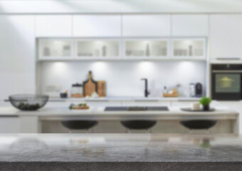 Wood table on blur kitchen room background. For montage product display or design key visual layout