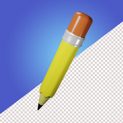 3D Diagonal Pencil Illustration for Web or App Design