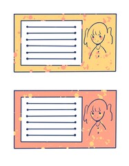Stylish cute sheets with girls for a personal diary, planner template. Organizer with notes and to-do list.