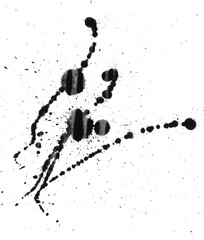 Fototapeta premium Drops of black paint on a white background.