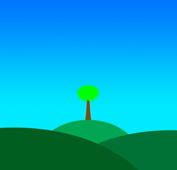 green tree on a hill