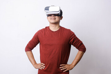 Asian man using Virtual Reality 
